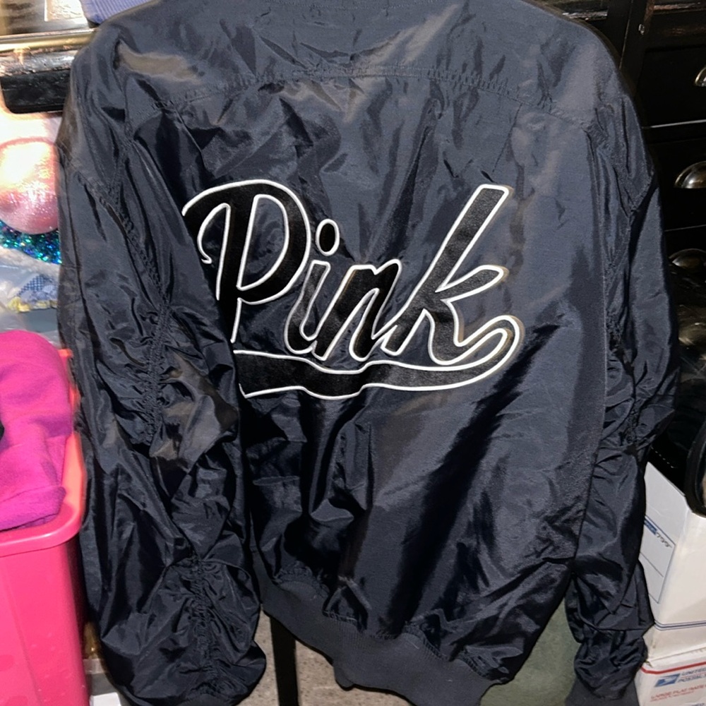VS Pink Vintage Bomber Coat Size large